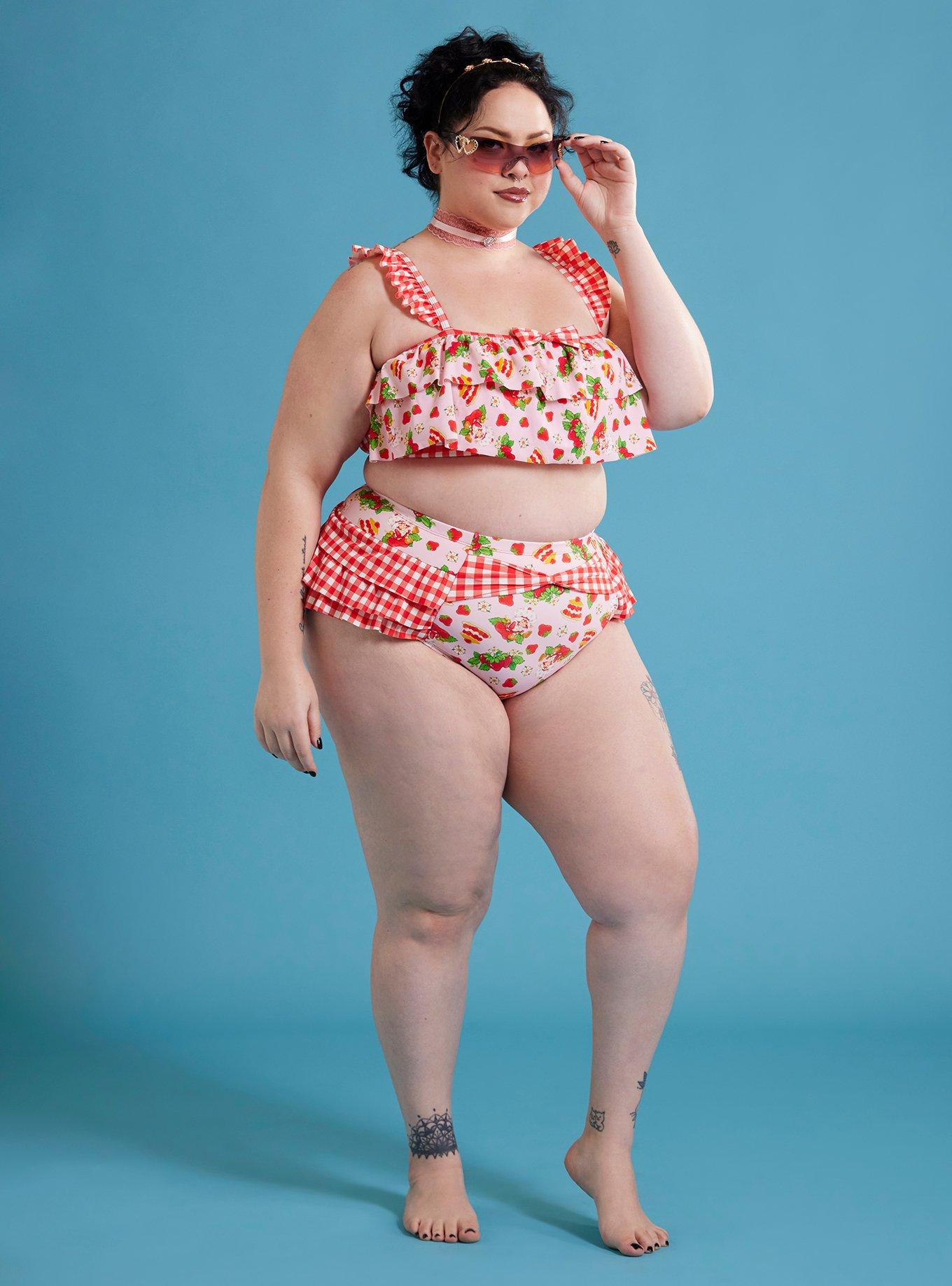 Strawberry Shortcake Dessert Ruffle Skirted Swim Bottoms Plus Size, , hi-res