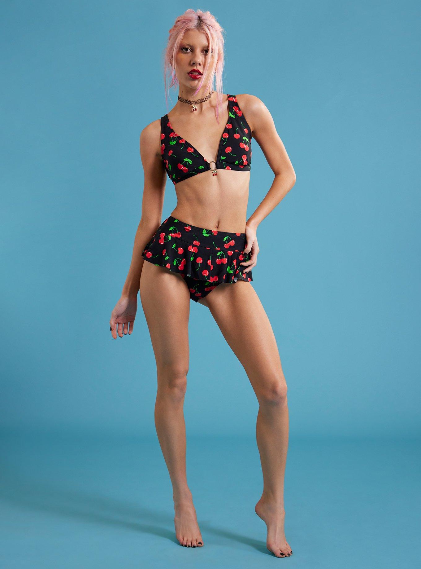 Black Cherry Skirted Swim Bottoms, , hi-res