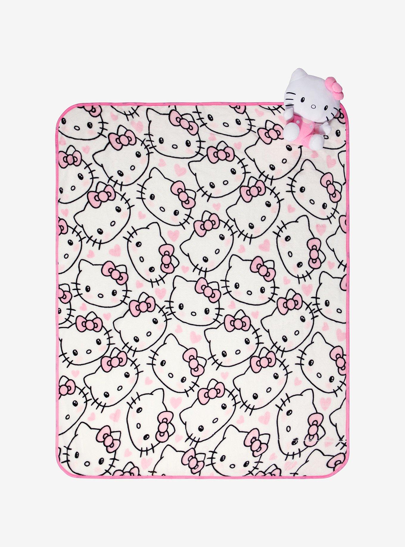 Hello Kitty Pink Plush & Throw Blanket Set