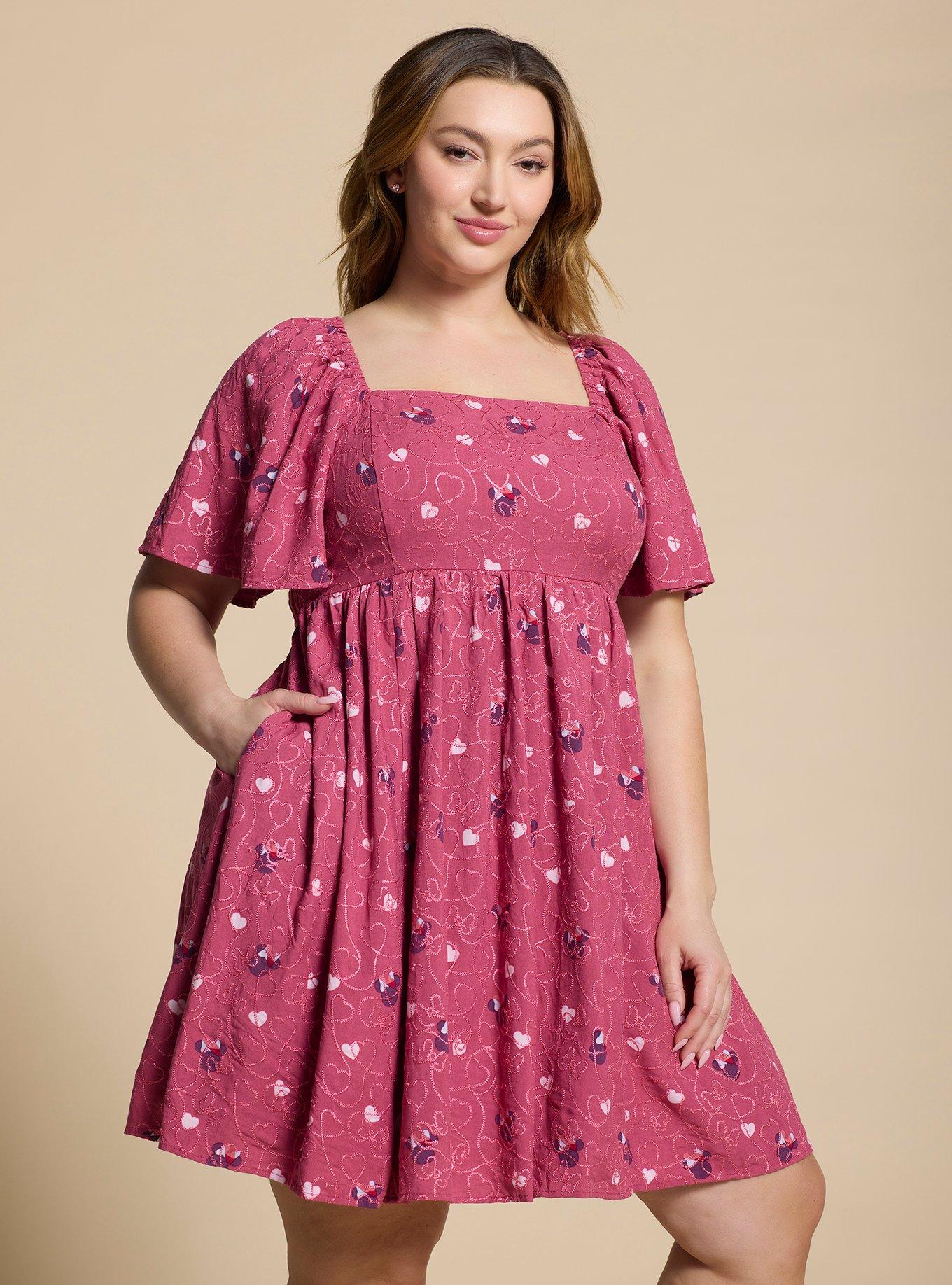 Disney Minnie Mouse Embroidered Hearts Plus Size Smock Dress - BoxLunch Exclusive