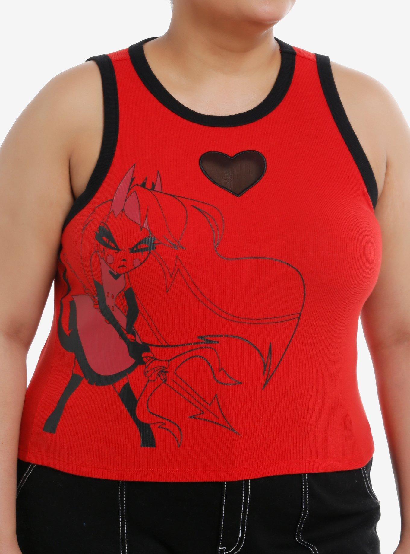 Hazbin Hotel Charlie Heart Mesh Girls Tank Top Plus Size, , hi-res