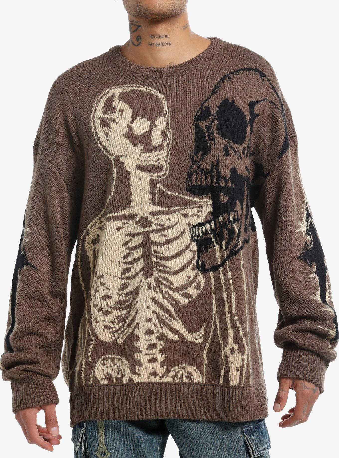 Social Collision Skeleton Cross Sweater, , hi-res