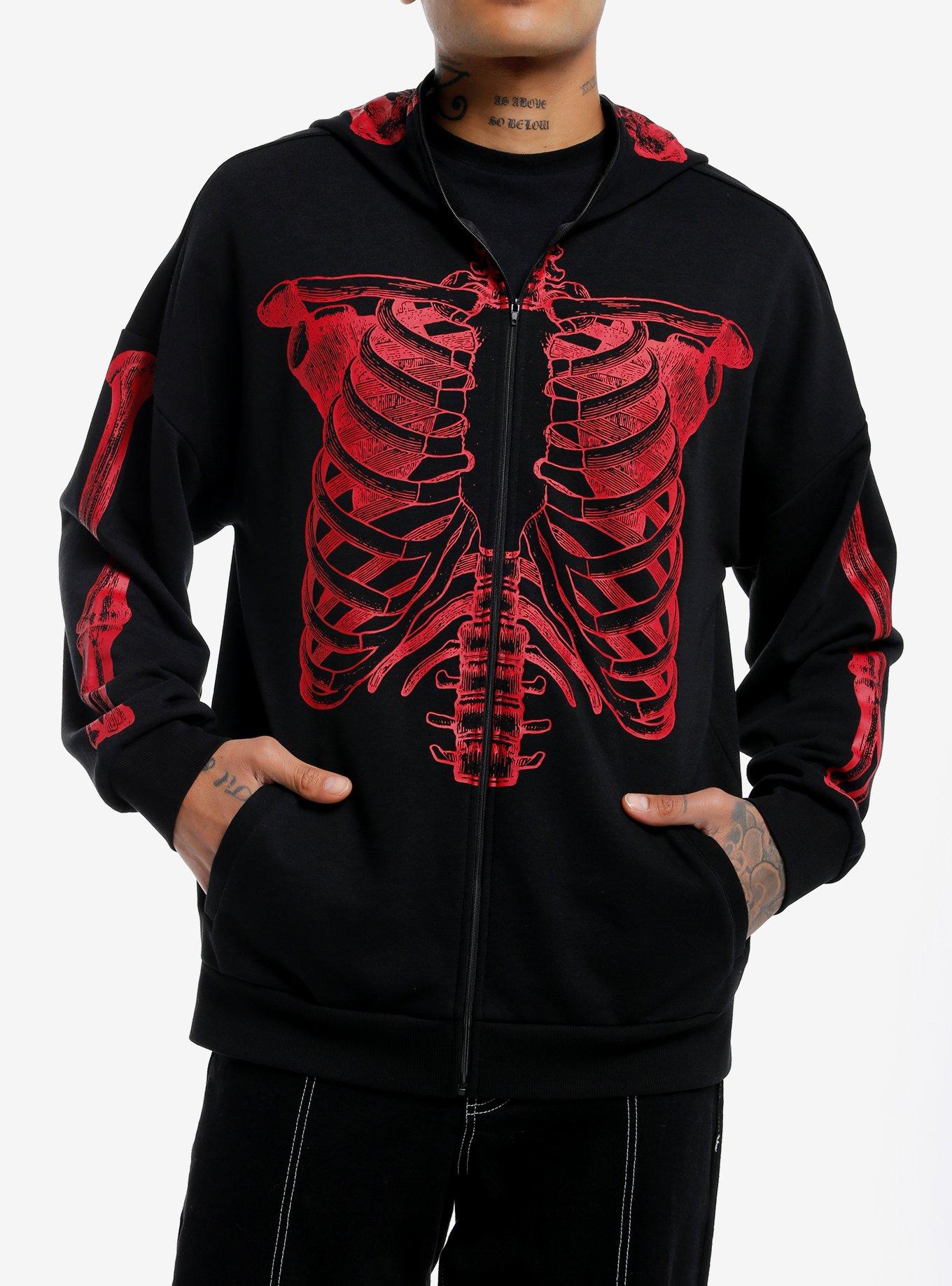 Black & Red Skeleton Hoodie, , hi-res