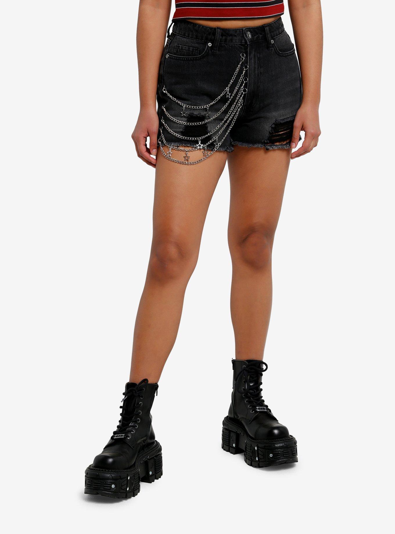 Black Star Chains Girls Denim Shorts, , hi-res