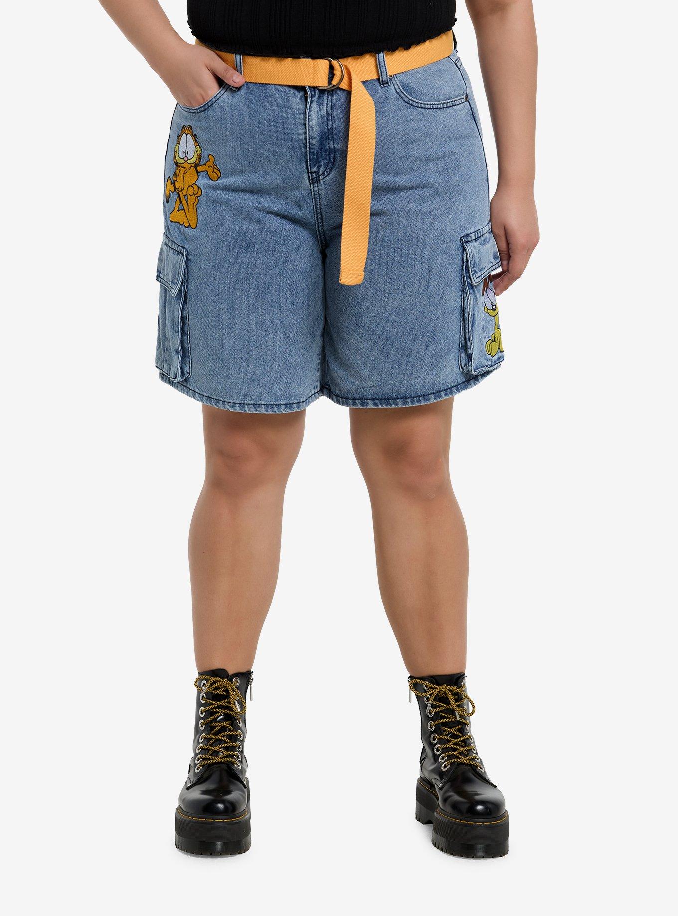 Garfield & Odie Denim Cargo Shorts Plus Size, , hi-res