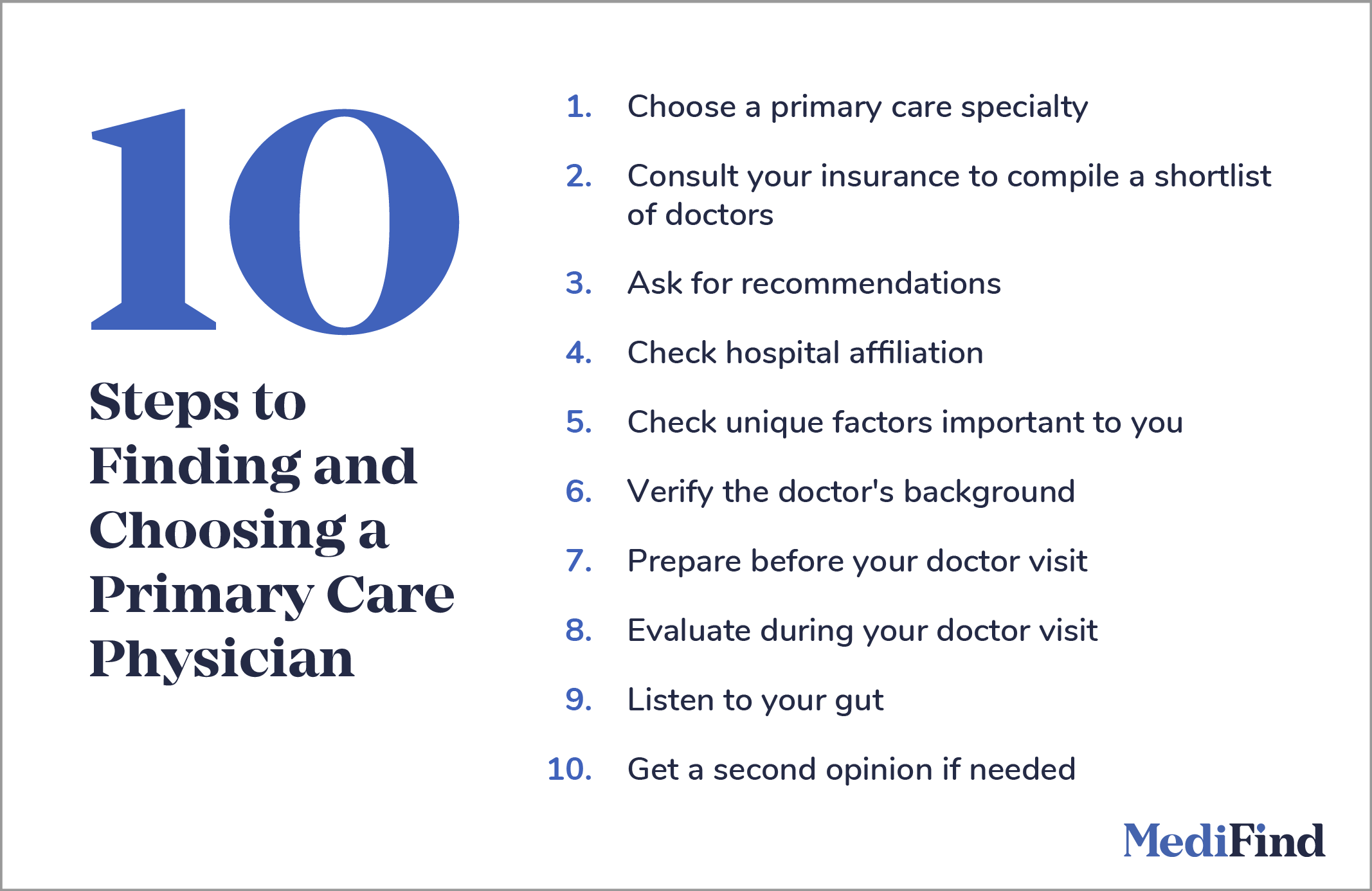 10 Steps to Finding and Choosing a Primary Care Physician 