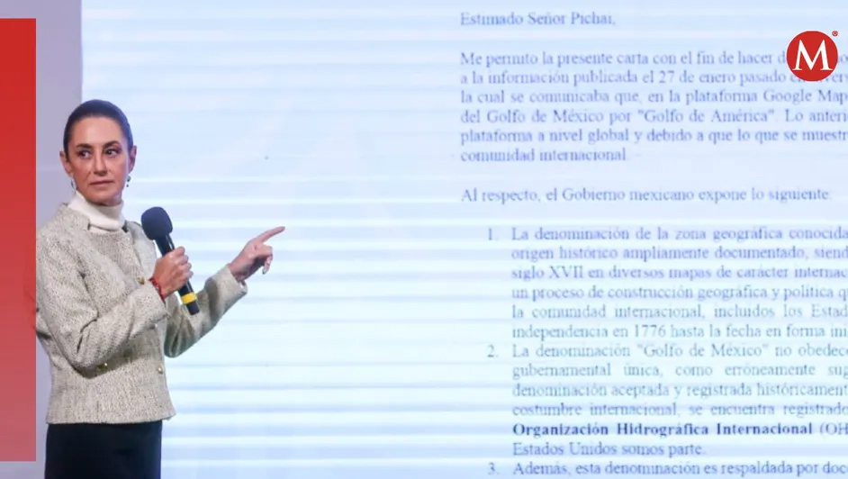 ¿Qué dice la carta que Sheinbaum envió a Google sobre cambio de nombre al Golfo de México?