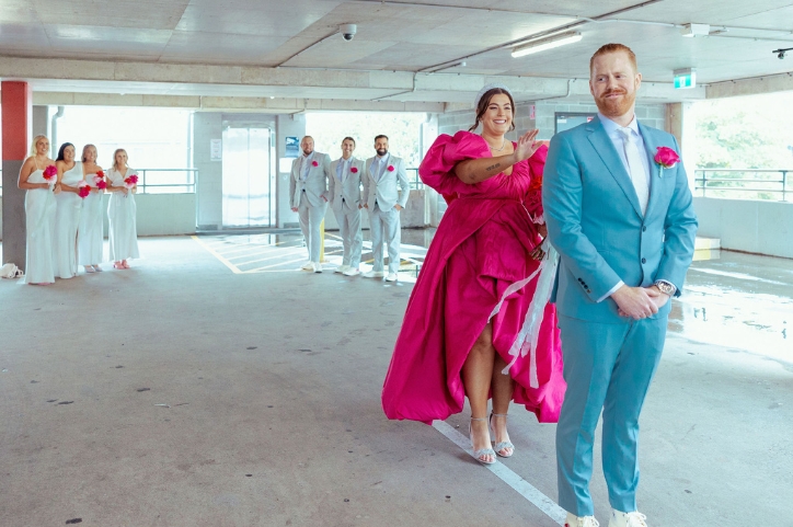 Wedding couple doing their first look