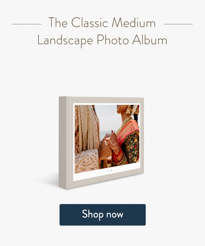 Classic Medium Landscape Photo Album with couple on the cover.