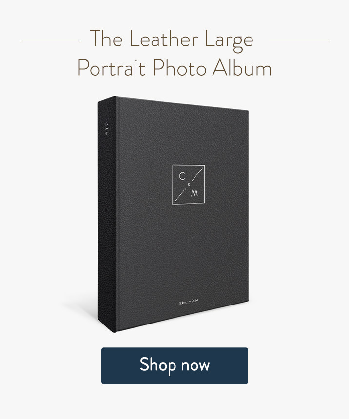 Large Leather Portrait Photo Album with Designer Cover.