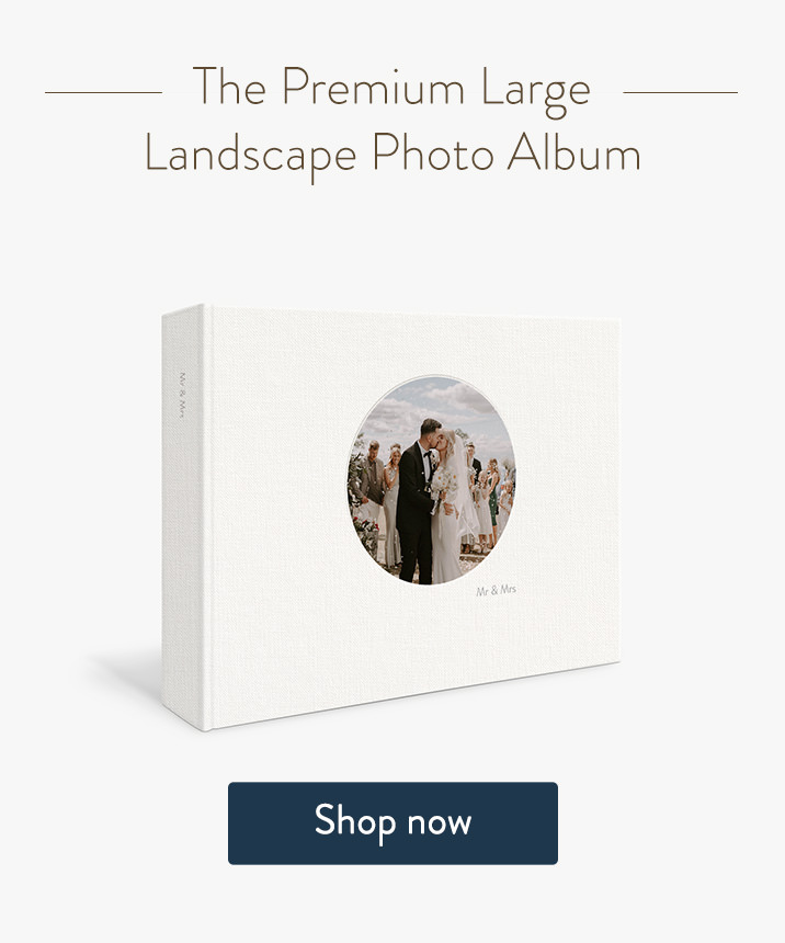 Premium Large Landscape Photo Album with wedding image.