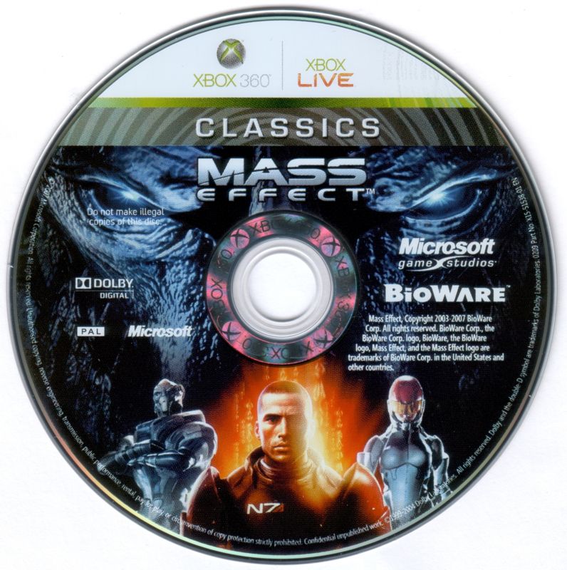 Media for Mass Effect (Xbox 360) (Classics release): Game Disc