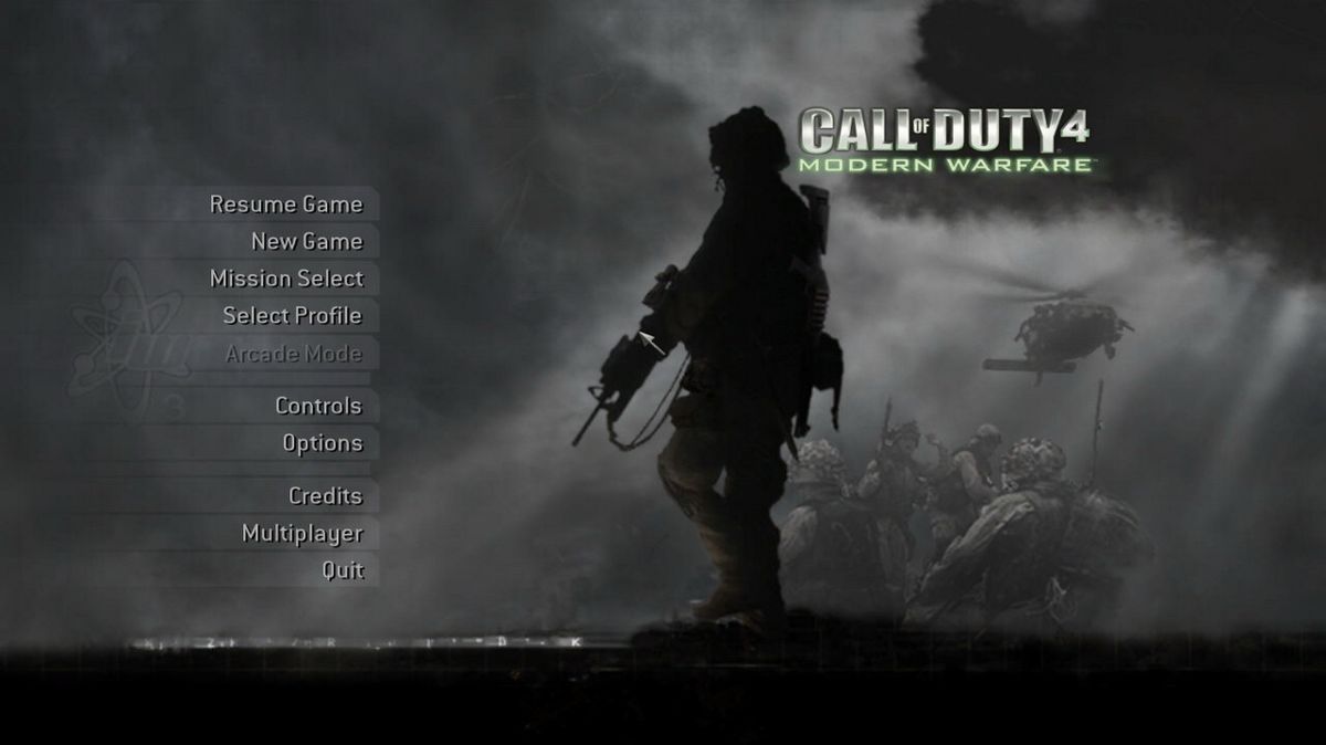 Call of Duty 4: Modern Warfare (Windows) screenshot: Main menu