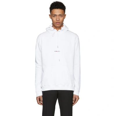 Saint Laurent White Classic Logo Hoodie In Blanc