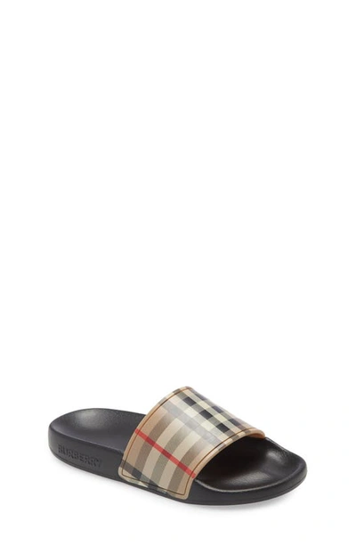 Burberry Kids' Archive Beige Vintage Check Slides