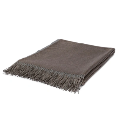 Brunello Cucinelli Fringed Silk Blanket In Brown