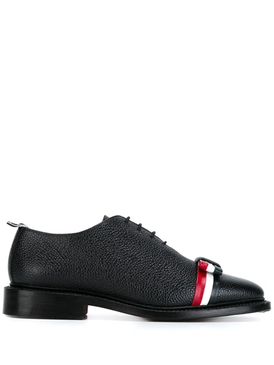 Thom Browne Thom E Women's Elegant Wholecut Shoes In Calfskin With Rwb Bow In Black