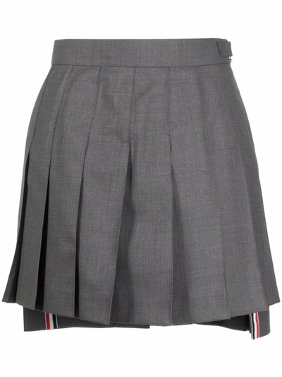 Thom Browne Step-hem Pleated Skirt In Gray