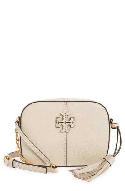 Tory Burch Mcgraw Pebbled-leather Camera Bag In Beige