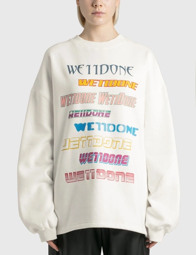 We11 Done Logo Printed Cotton Blend Sweatshirt In White