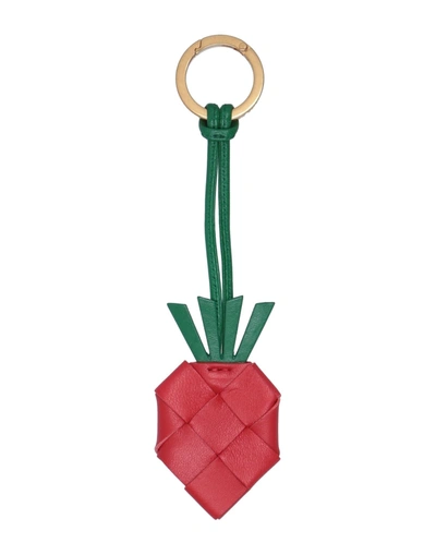 Bottega Veneta Strawberry Leather Key Ring In Red