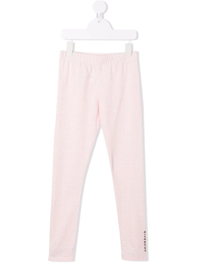 Givenchy Pink Kids Leggings With Logo And 4g All-over Motif