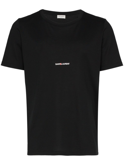 Saint Laurent Logo Print T-shirt In Nero