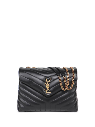 Saint Laurent Loulou Medium Leather Shoulder Bag In Nero