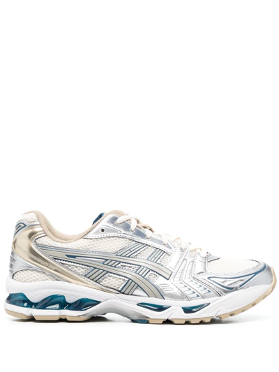 Asics Gel-kayano 14 Metallic Faux Leather-trimmed Mesh Sneakers In Neutrals