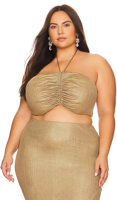 Remi X Revolve Daniella Halter Top In Metallic Gold