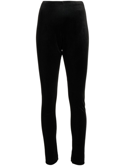 Junya Watanabe Slim Velvet-effect Leggings In Black