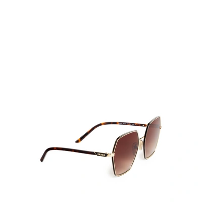 Prada Lunettes De Soleil Angulaires In Pale Gold-tone