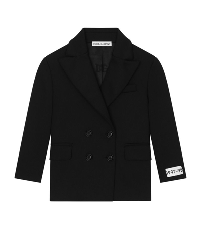 Dolce & Gabbana Kids' Double-breasted Silk Blazer In Black