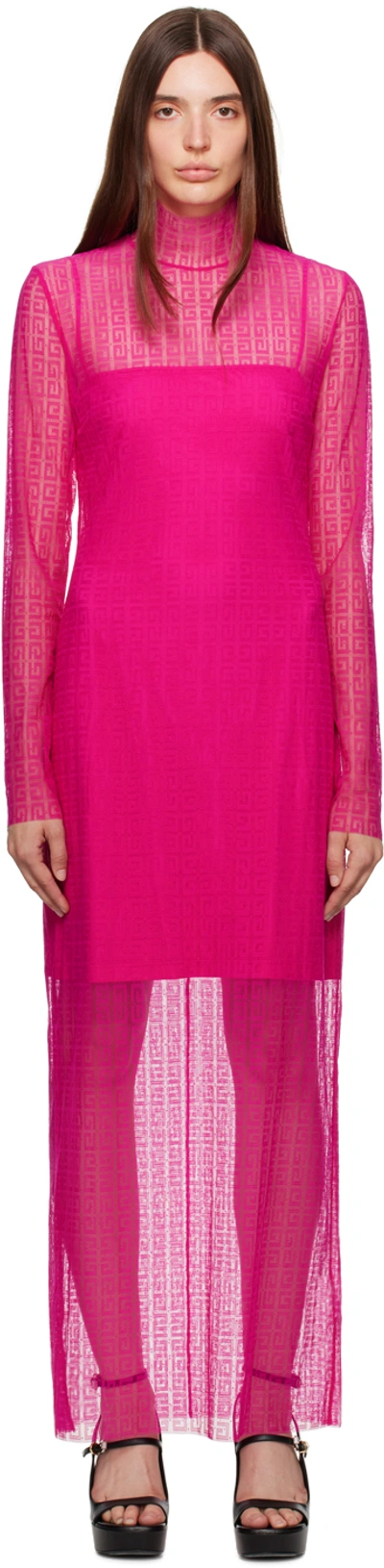 Givenchy 4g Mesh Maxi Dress In Fuchsia