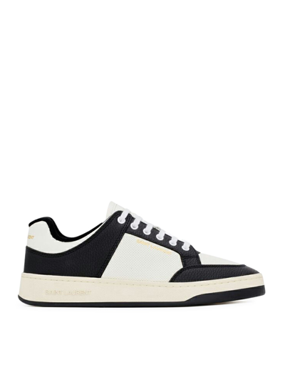 Saint Laurent Leather Sneakers Panelled Rubber Sole In Brown