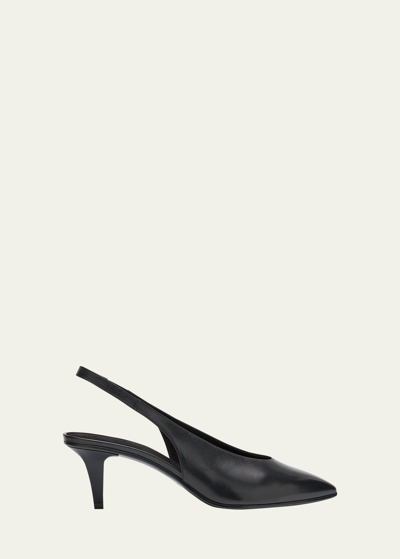 Loro Piana Rebecca Leather Slingback Pumps In Black