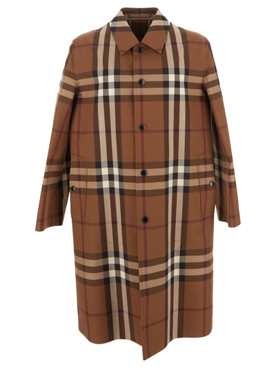 Burberry Reversible Check Trench Coat In Brown