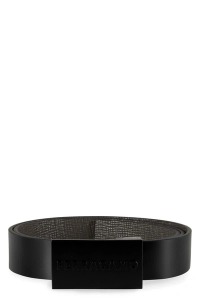 Ferragamo Reversible Leather Belt In Black