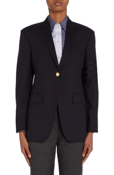 Thom Browne Pinstripe Cropped Jacket In Black