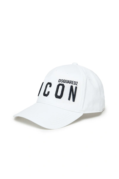 Dsquared2 Kids' Cotton Gabardine Baseball Cap W/ Logo In White