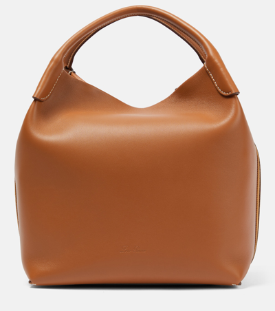 Loro Piana Bale Leather Shoulder Bag In Brown