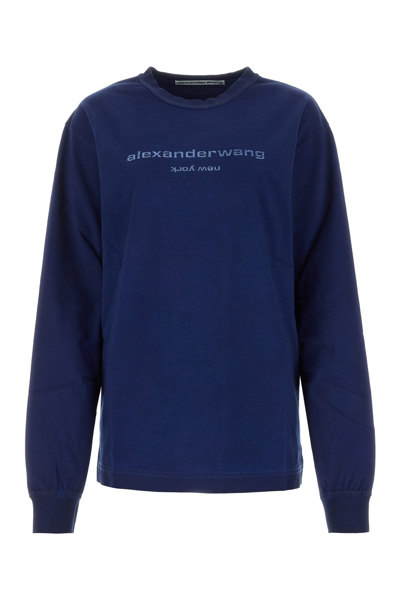 Alexander Wang Navy Printed Long Sleeve T-shirt In Blue