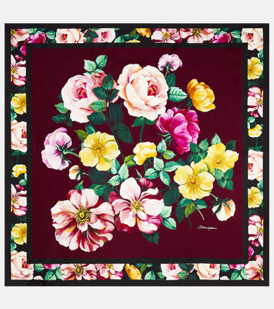 Dolce & Gabbana Floral Silk Satin Scarf In Multicolour