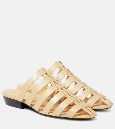 Loro Piana Kaede Leather Sandals In Melonpan