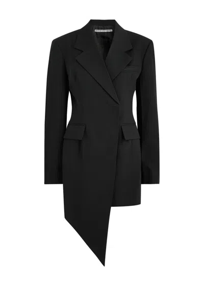 Alexander Wang Asymmetric Blazer Minidress In Wool Twill In Black