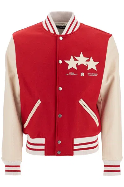 Amiri Star Patch Bomber Jacket In Red