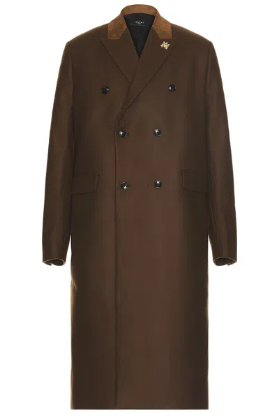 Amiri Db Overcoat In Dark Brown