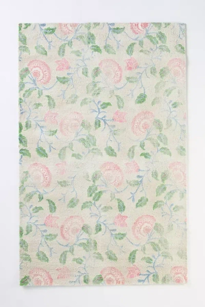 Anthropologie Vivienna Multicolor Printed Floral Tufted Rug In Neutral