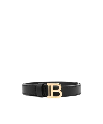 Balmain B-buckle Leather Belt In Black