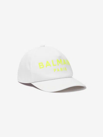 Balmain Kids'  Boys Logo Cap In White